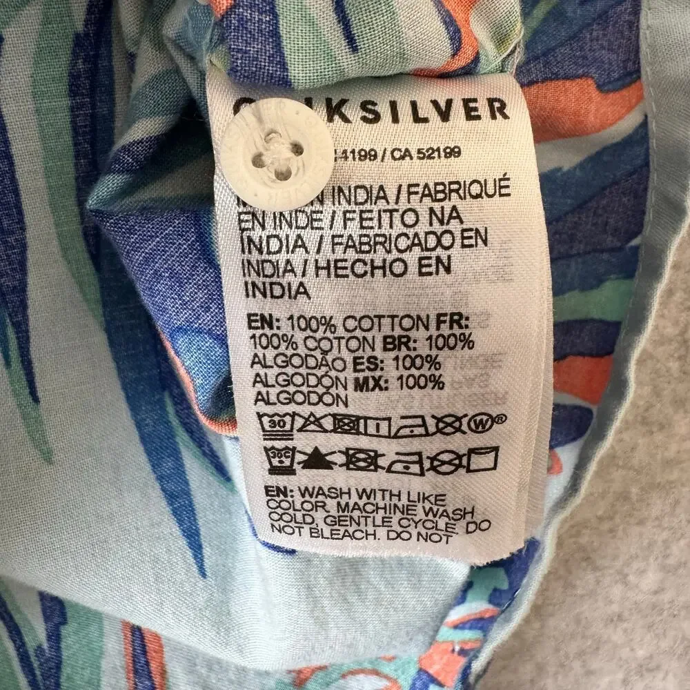 Quicksilver Hawaiian Dutton Down Shirt Boys Large Summer Vacation Beach Cruise